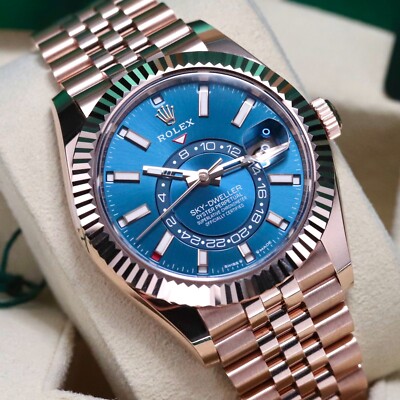 Rolex Sky-Dweller Blue Dial Rose Gold Sunburst 42mm Jubilee Rolex Sky-Dweller Blue Dial Rose Gold Sunburst 42mm Jubilee