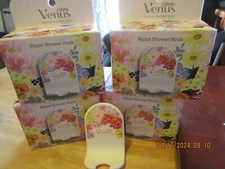 4-Gillette Venus Rifle Paper Co. Suction Cup Razor Holder Shower Hooks