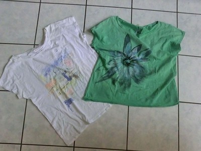 Esprit - 2 x Shirt's - Weiß+Grün - mit Aufdruck - Kurzarm - Gr. L - Neuw.