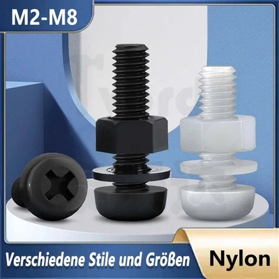 Nylon Kunststoff Linsenkopfschrauben Kreuzschlitz Schrauben M2 2.5 3 M4 M5 M6 M8 - Bild 1 von 4