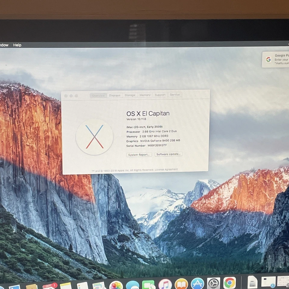 Apple iMac A1224 20in 2.66 Core 2 Duo 320 GB HDD 8GB RAM DVD WiFi 2009 model - Image 2 of 4