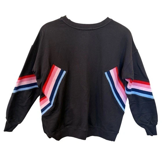 Spiritual Gangster Rainbow Stripe Pullover Sweatshirt Women’s Small Black Cotton - Image 2 of 4