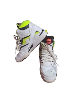 Reebok Mens Twilight Zone Pump Mens Sneakers White Yellow Black Leather Size 9.5