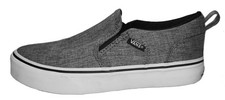 VANS Kids US 3 Gray Textile ASHER CLASSIC SLIP ON LOAFER SNEAKERS