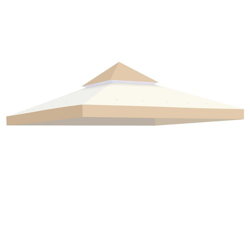 Aplus 10x10Ft 2-Tier Gazebo Top Replacement Outdoor Canopy Cover Sand+Ivory