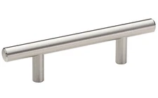 3 in. (76.2 mm) Satin Nickel Modern Straight Euro Style Bar Cabinet Pull (25-...