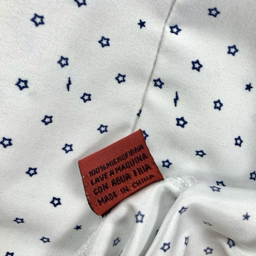Patron Citron Red Label Camp Shirt Mens L White Blue Star Polka Dot Going Out - Picture 6 of 7
