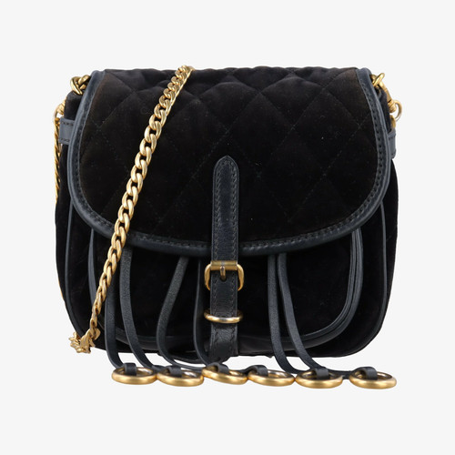 Used Prada Velvet Belt Bum Black Velor Ibl002 180/I