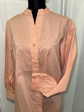 Vintage Bob Mackie Wearable Art Peach Button Up Blouse Sequins Sz Med NEW W/TAGS