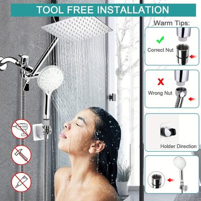 #ad Shower Head Combo High Pressure Rain Shower Head with Handheld Spray Set Chrome $24.00