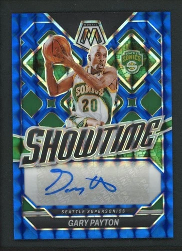 2023-24 GARY PAYTON 44/49 AUTO PANINI MOSAIC SHOWTIME BLUE AUTOGRAPHS