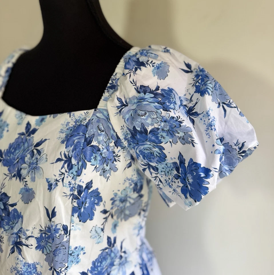 MArt Class Floral Fit & Flare A-Line Dress Girls 16/18 Puff Sleeve - Image 3 of 4