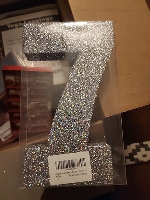10 Inch Silv Glitter Number Sign 7 Birthday DecorationsBirthday Anniversary C...