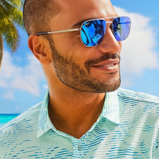 NEW Maui Jim SHARKS COVE MJ B605-03 Navigator Polarized Sunglasses Blue Lens