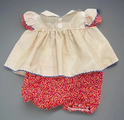 1984 Cabbage Patch Kids Dress Shorts Outfit Floral Flowers Red Navy Coleco VTG