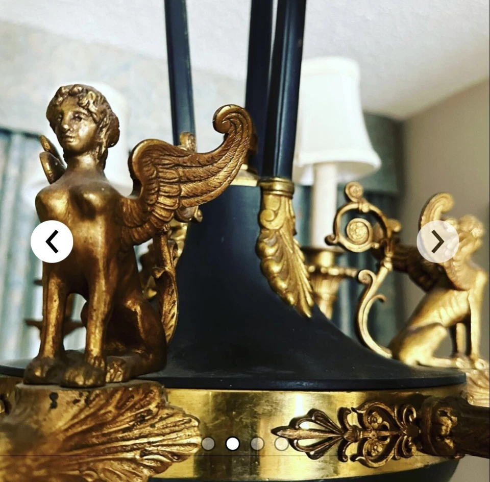 Arthur Pope Watson & The Chateau Austin - Lámpara de araña dorada antigua del Imperio Francés Foto 4 de 4