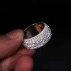 D/FL Brilliant Moissanite 14K White Gold Plated Wedding Band 5 Rows Men's Ring