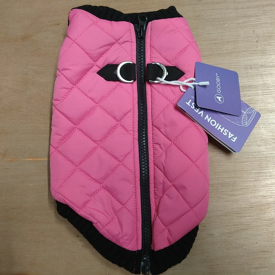 Gooby Fashion Vest Dog Coat Jacket Sweater, Warm, Water Resistant, - M, Pink - Image 2 of 4
