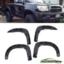 For 2005-2011 Toyota Tacoma 73.5 Fleetside Bed Pocket Style Black Fender Flares