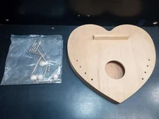 Vintage Wood Door Harp Chime Art Heart Shaped