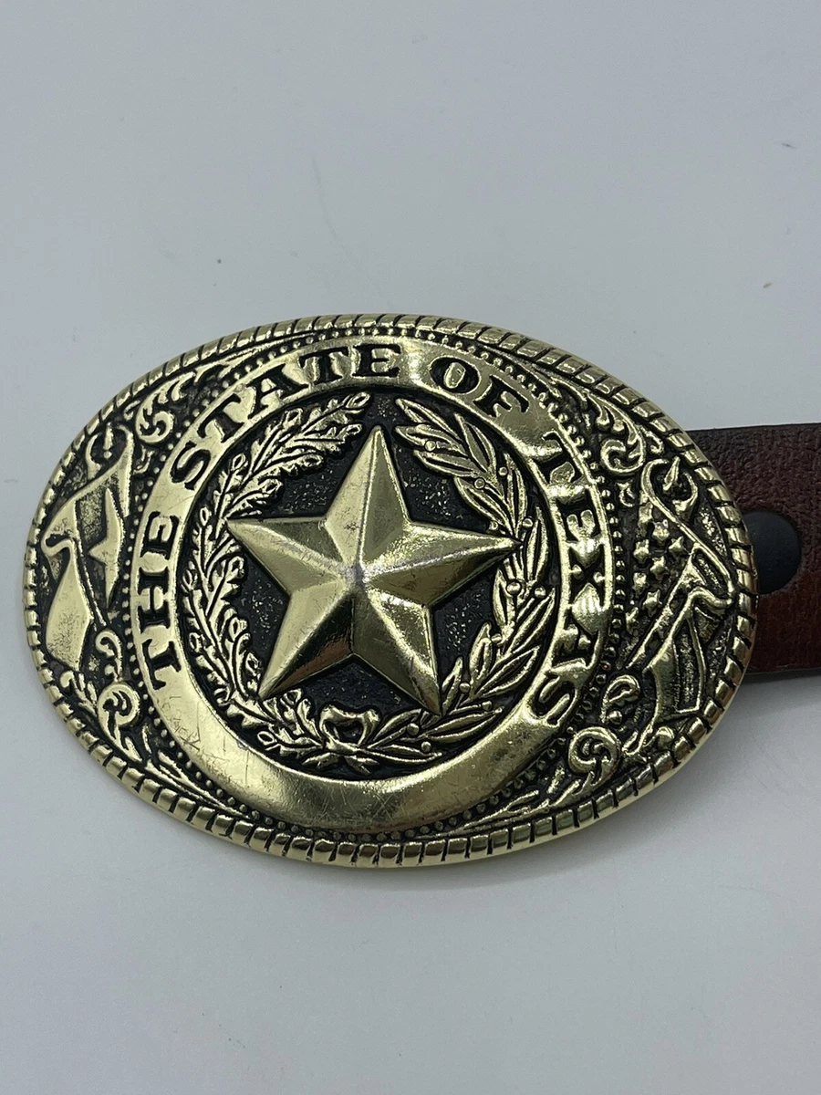 Nocona Vintage The State Of Texas Belt Buckle Made in USA Seal Oval With Belt