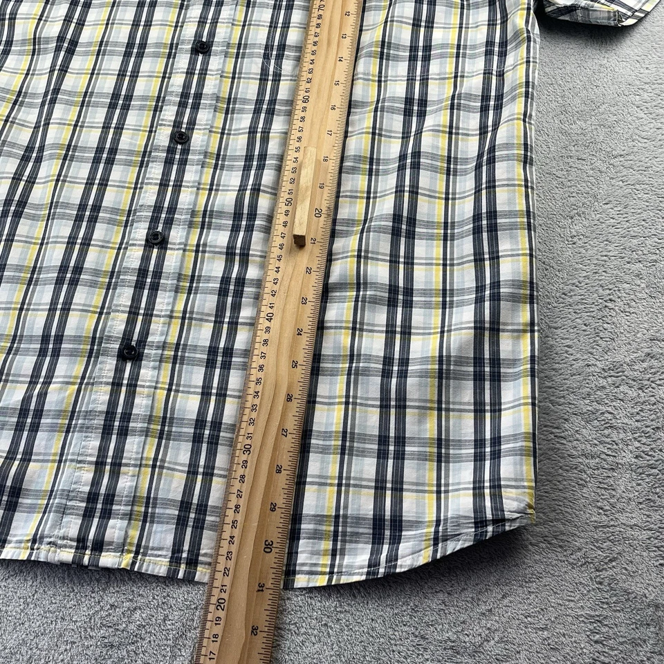 The North Face Button Up Shirt Mens Large Blue Yellow Check Short Sleeve Hiking - Image 3 of 4