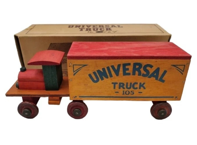 Old Fashioned Wooden Toy Box Truck Universal Truck 105 Storage Area