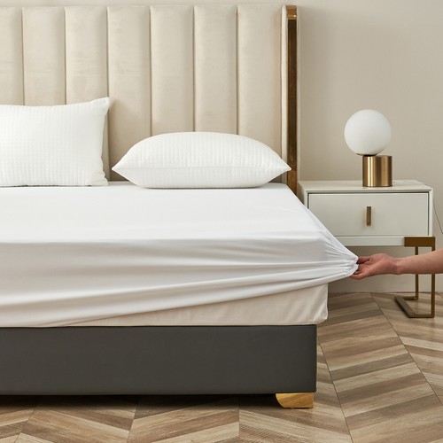 400 Thread 100% Cotton Percale Extra Deep Fitted Sheet Fully Elasticated White - 第 3/5 張圖片