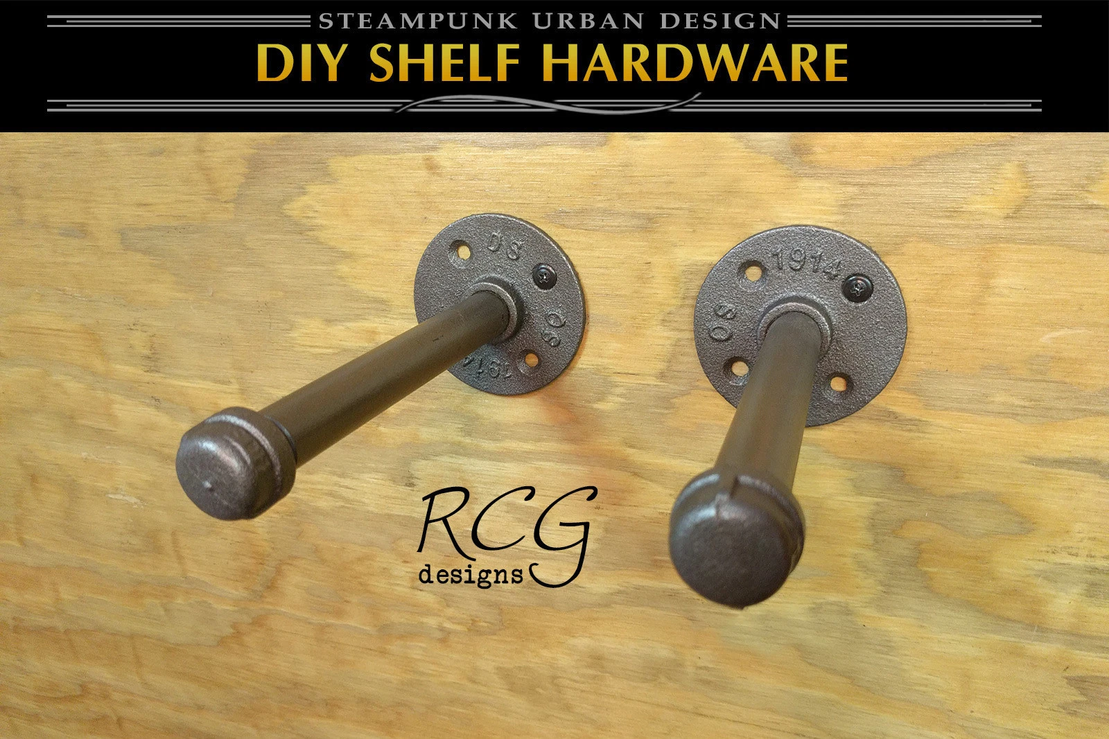 DIY 7" Pair Floating Pipe (6" shelf) steampunk rustic industrial decor