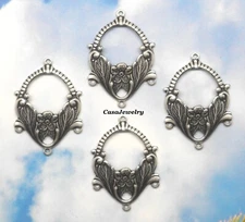 #0137 ANTIQUED .925 STERLING SILVER PLATED BASKET W/TOP + 3 BOTTOM RINGS - 4 Pcs