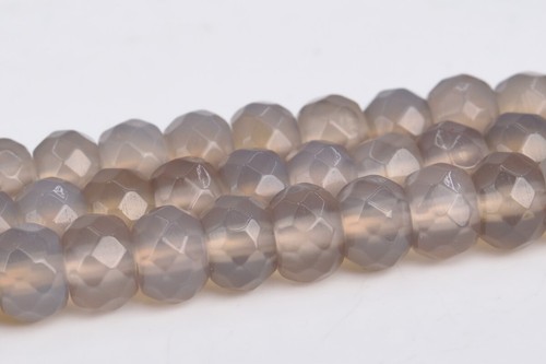 Natural Gray Agate Beads Grade AAA Faceted Rondelle Loose Beads 6x4MM 8x5MM - Picture 5 of 6