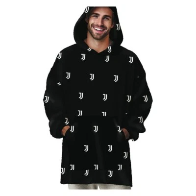 HERMET Plaid Coperta Poncho Con Maniche Lunghe In Caldo Coral FC Juventus Taglia Unica