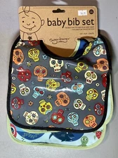3-Pack New Sugar Booger Baby Bib Set Skulls Underwater Sea Life PVC FREE ￼ ￼
