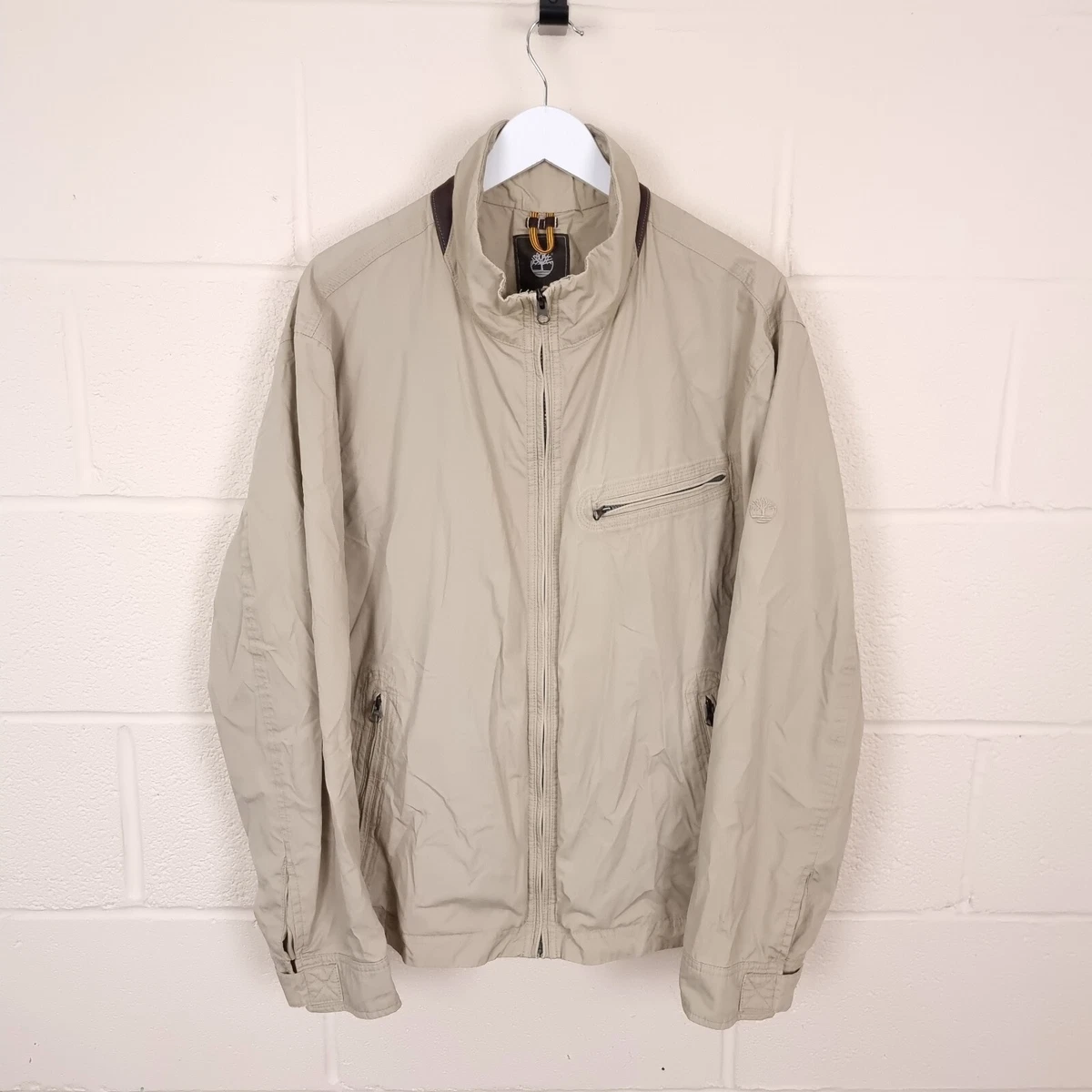 TIMBERLAND Earthkeepers Jacket Mens XXL Chore Windbreaker Cotton Canvas Leather