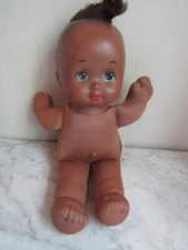 Vintage Magic Nursery Black Newborn Baby Dark Skin Green Eye Doll Mattel 1989
