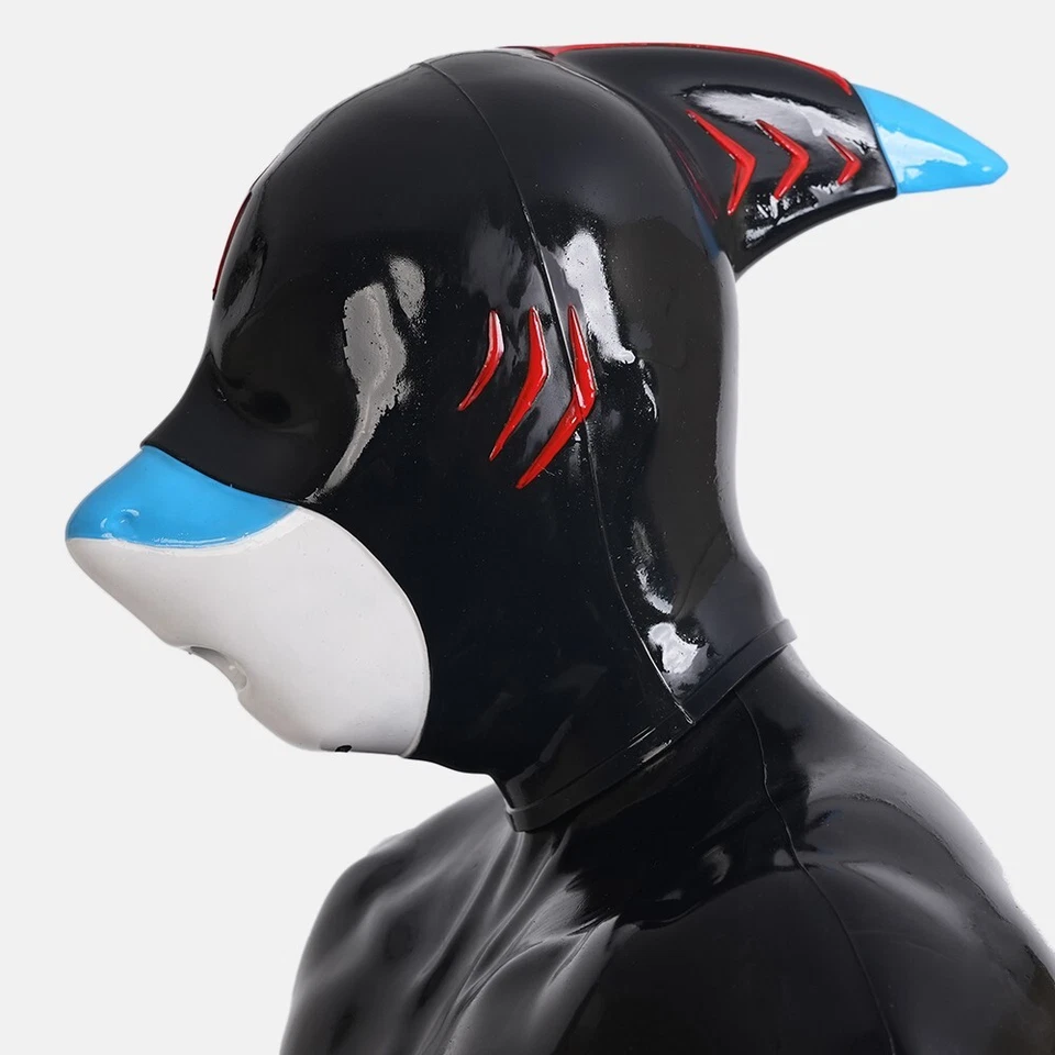 Furrjoi Silicone Shark Mask Latex Furry Fetish SM Hood Full Head Headgear Cos - Image 3 of 4