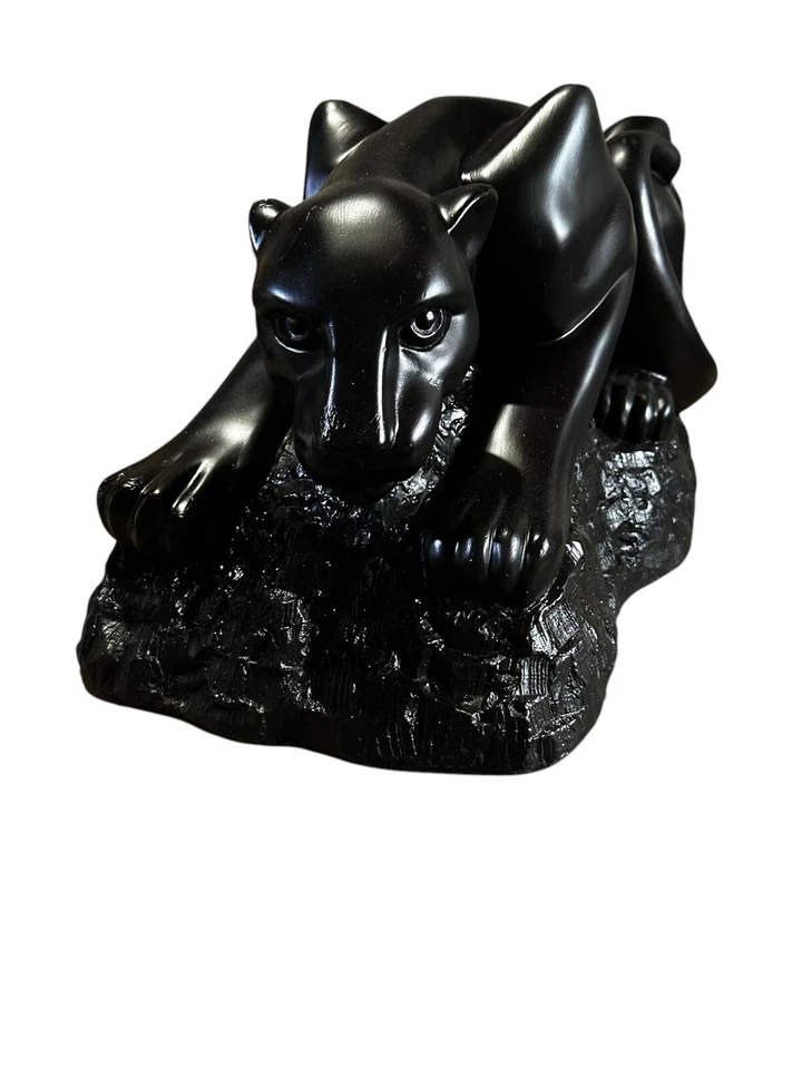 Винтажный 80-х Черная пантера из стекловолокна журнальный столик и конец стола редкий набор - Изображение 2 из 4