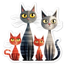 Funny Cartoon Cats, Vinyl Decal Sticker, Indoor Outdoor, 3 Sizes, 11089