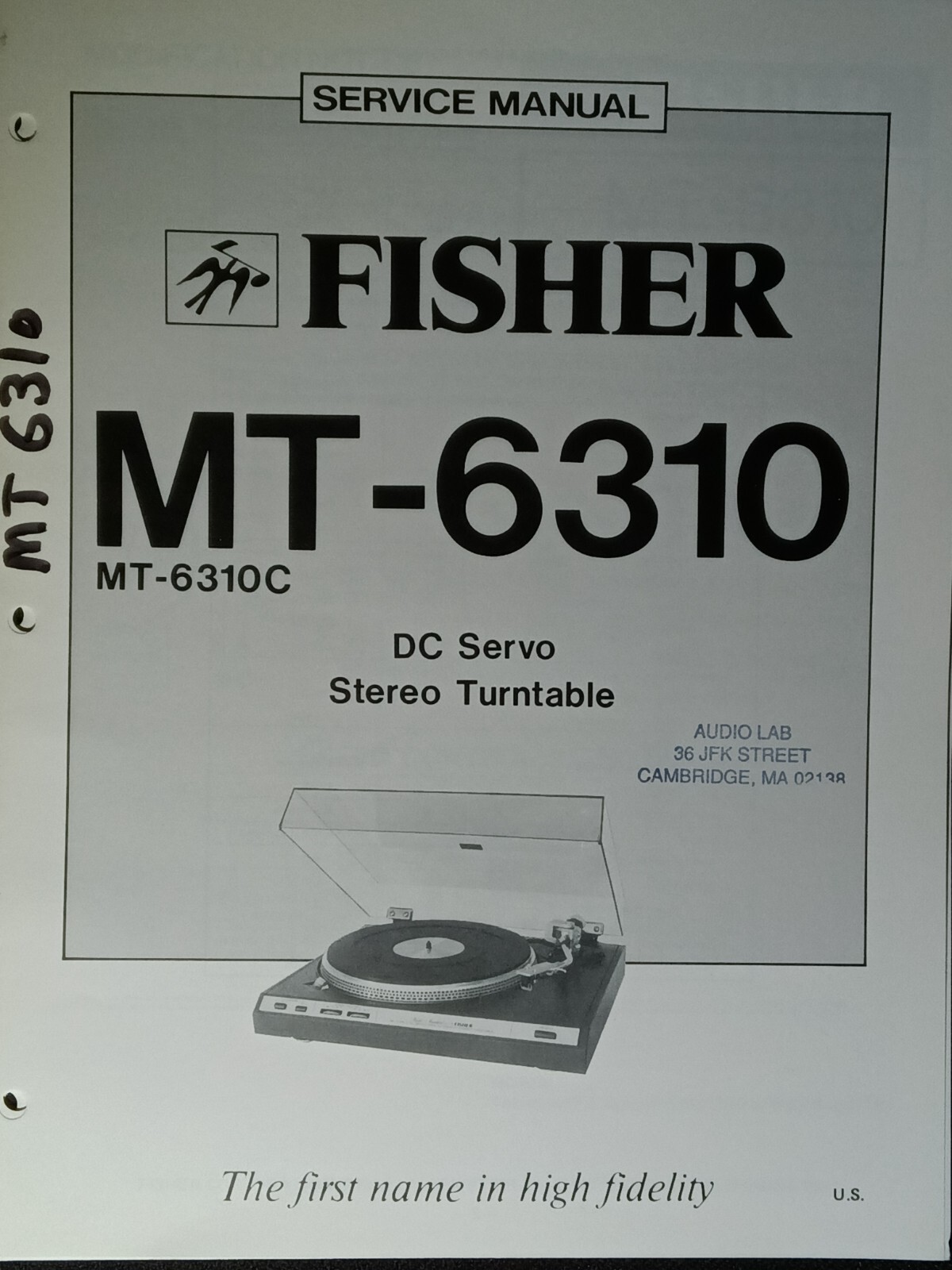Fisher MT-6310 DC Servo Stereo Turntable Service Manual Original
