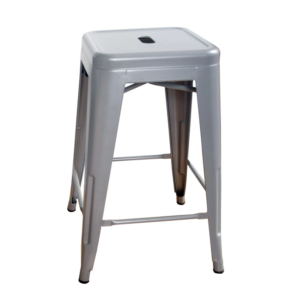 Amerihome BS24SLVRSET Loft Silver 24 Inch Metal Bar Stool - 4 Piece - Image 4 of 4