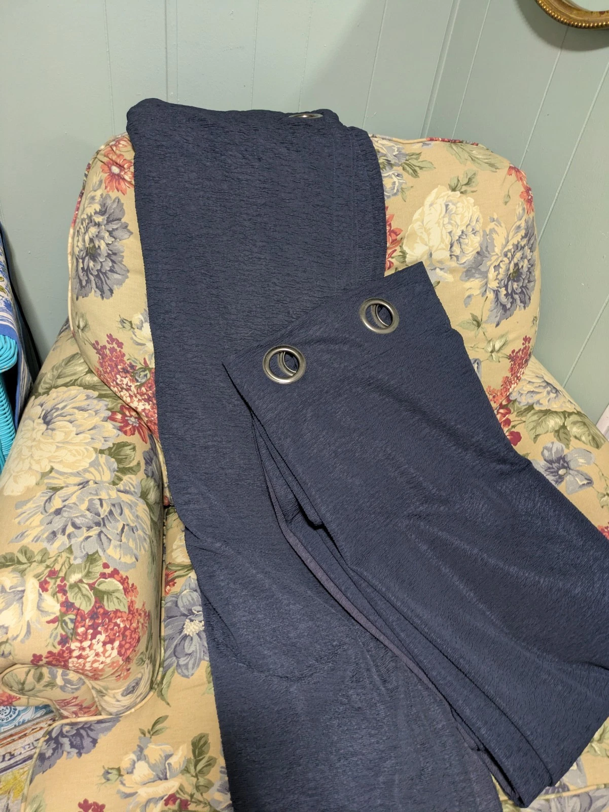 Kenneth Cole Reaction pair Of 52 X 105" Navy Blue Fully Lined Curtain Panels