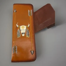 Tooled Leather Archery Quiver Set 70s 80s Native American Traditional Bow Hunt