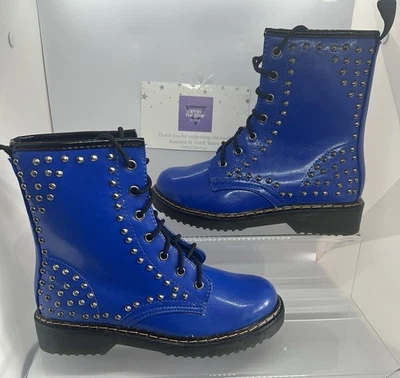 Fashion Only Women’s New In Box Blue Studded Leather Style Boots Size UK 6