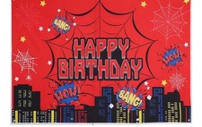 Red Spider Web Backdrop 5x3ft Superhero Party, Birthday, Baby Shower Decor