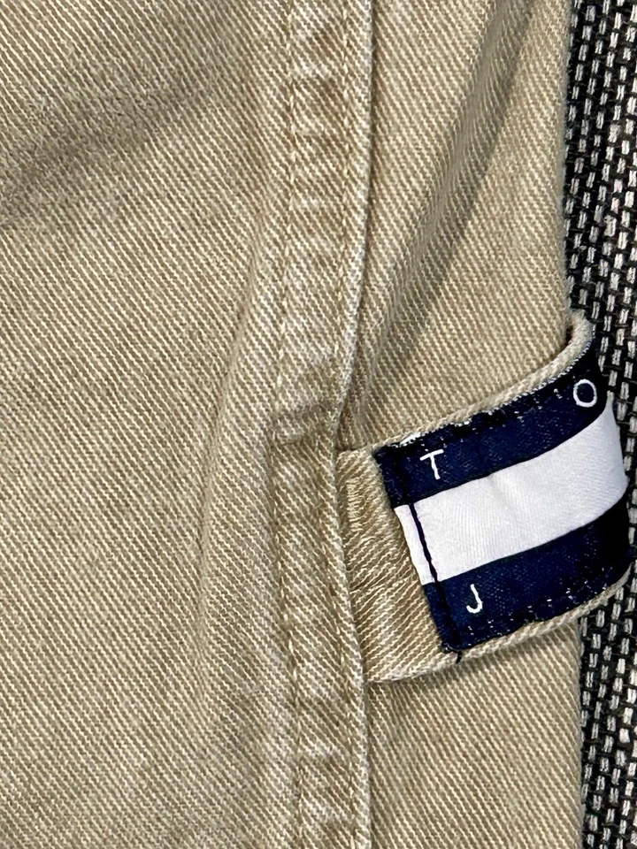 Винтажные мужские джинсы Tommy Hilfiger Carpenter 34x32 желтовато-коричневые мешковатые джинсовые широкие штанины Y2K - Изображение 2 из 4