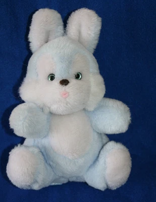 NOUNOURS DOUDOU PELUCHE LAPIN ASSIS VINTAGE ANCIEN BLEU BLANC JAMAIS SERVI - Photo 1/4