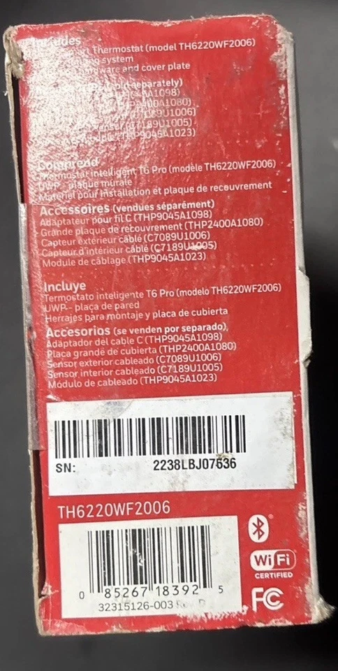 Termostato programable Wi-Fi Honeywell Lyric T6 Pro - Blanco Foto 2 de 3