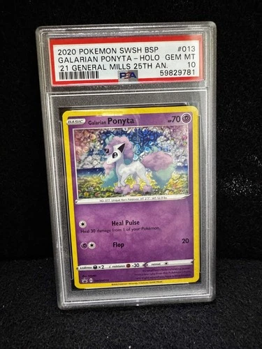 2020 POKEMON SWSH013 Promo GALARIAN PONYTA - PSA 10 - General Mills Sequin Holo