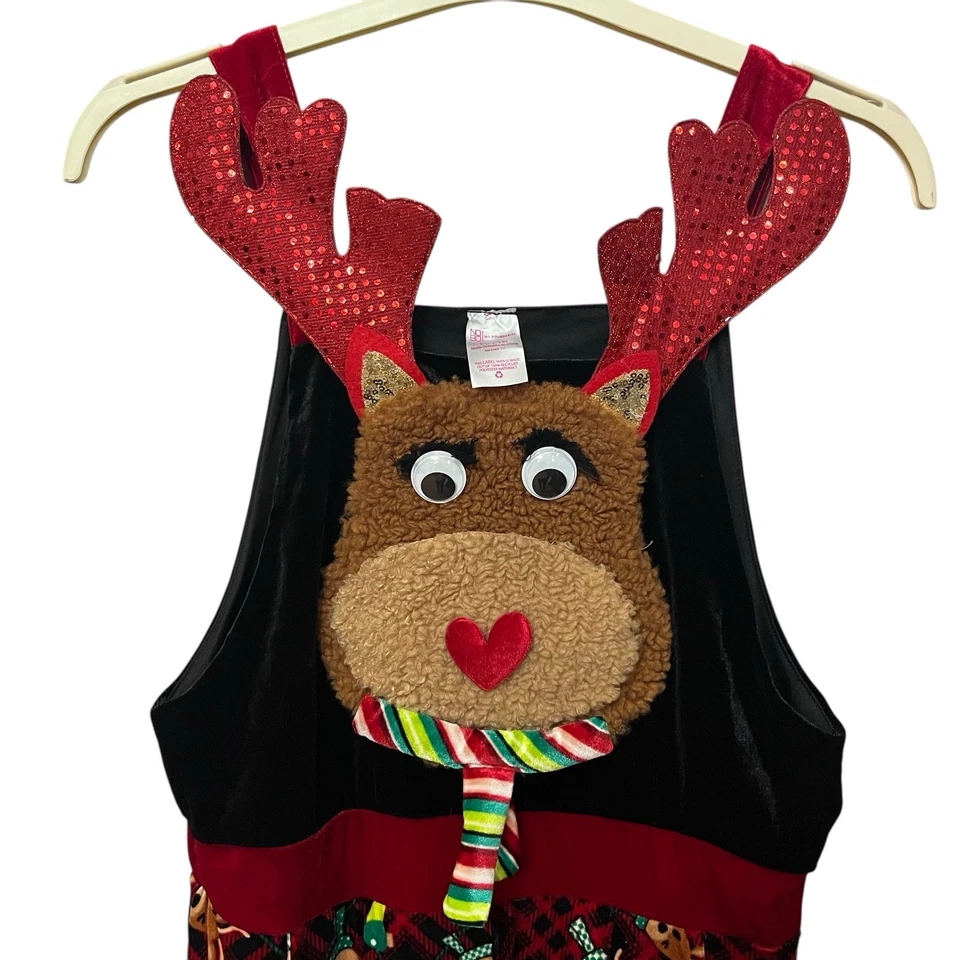 Mono No Boundaries Juniors Reno Feo Navidad Grande 11/13 Terciopelo Lentejuelas Foto 3 de 4