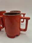 FRANKOMA LOT of 4 FLAME RED Plainsman Footed Coffee Mug C1 Circa 1950 4"